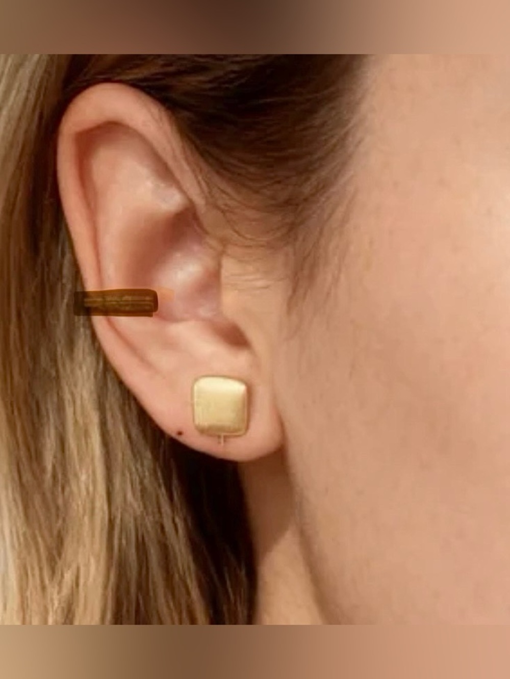 Modern square stud earrings for non-pierced ears